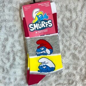 ✨NWT✨SMURFS Novelty Crew Socks featuring 💙Papa Smurf, Smurfette, and Baby💙